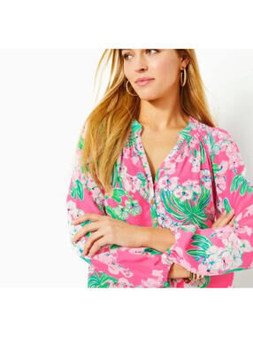 Lilly Pulitzer 100% Silk Elsa Top, Worn Once, Size XL, #2316